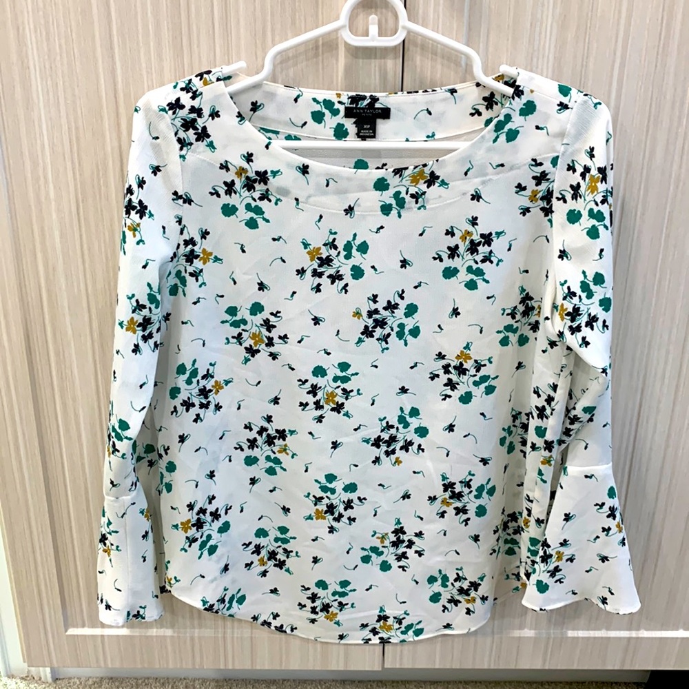 Ann Taylor floral top with bell sleeves